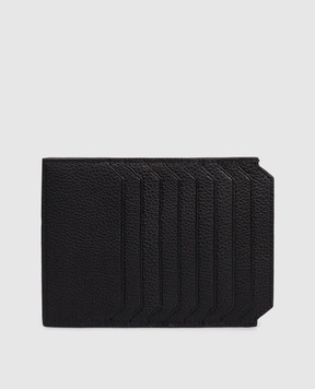 Santoni Black leather cardholder with logo DFPPA2694FOHSIW