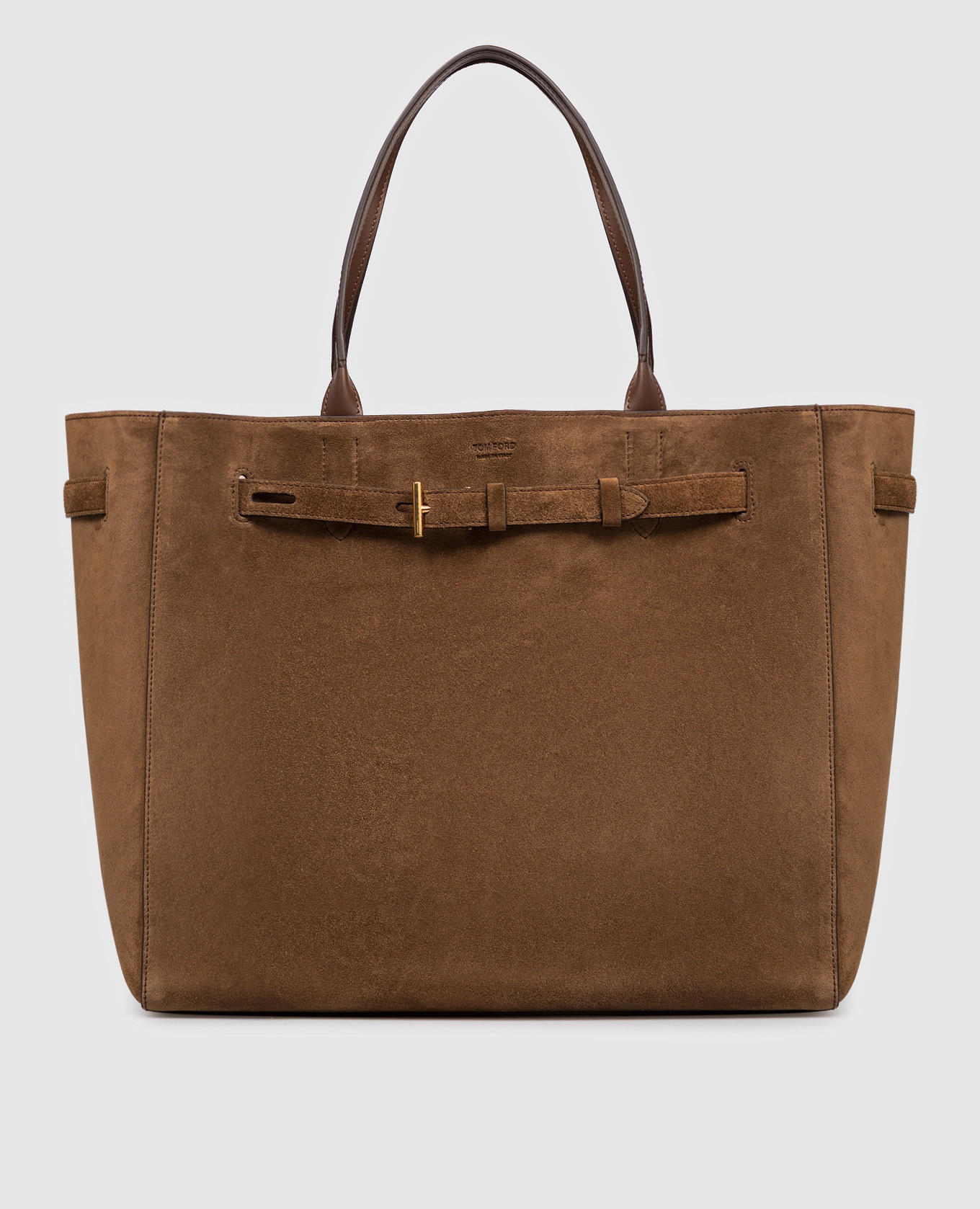 

AUDREY brown suede tote bag with logo Tom Ford