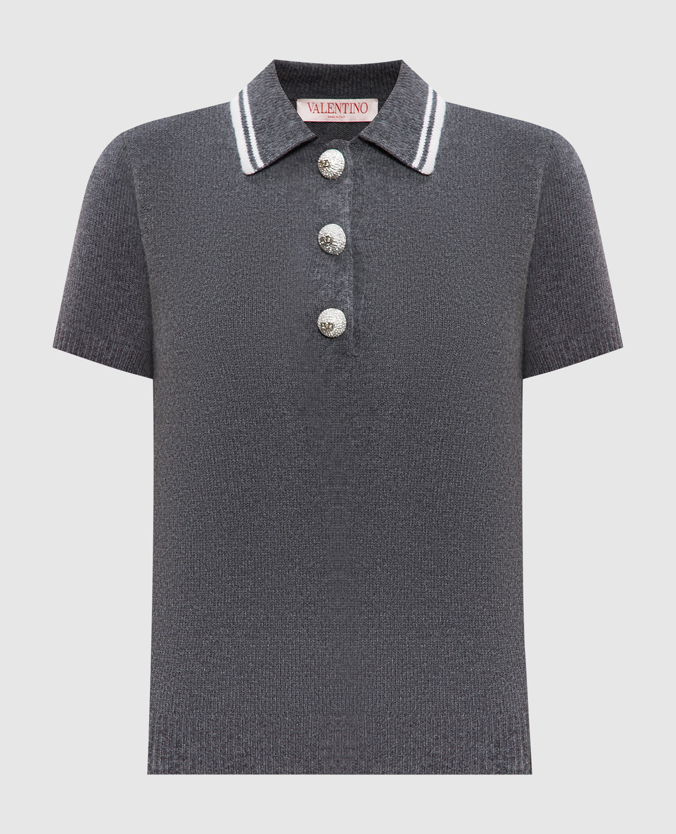 

Gray wool polo with crystals Valentino, Серый