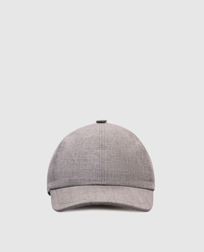 CAPOBIANCO Gray linen cap with logo 18MC1LL00