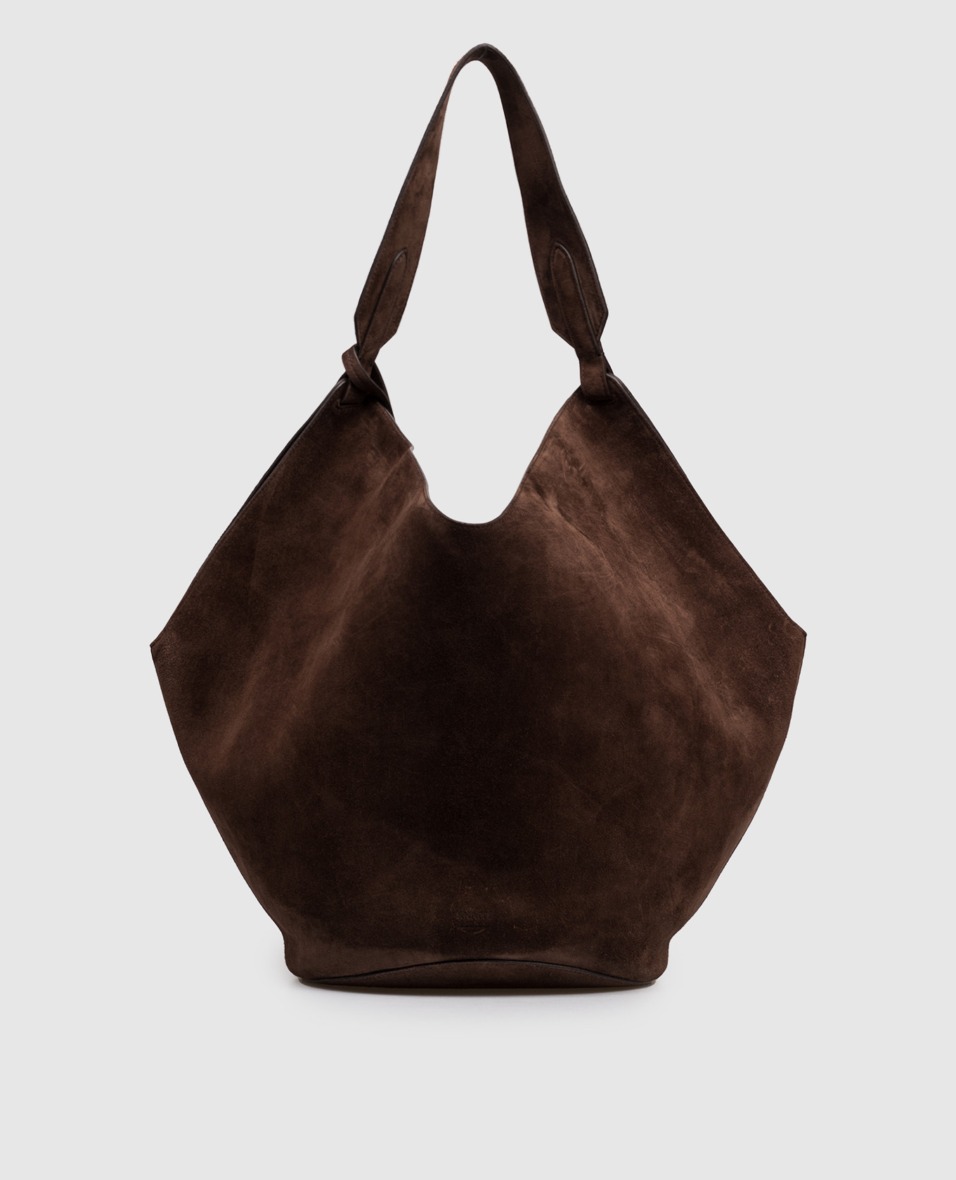 

Brown suede Lotus bag with logo embossing Khaite