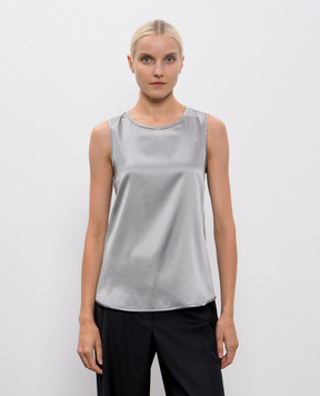 Peserico Gray silk top with a fitted bottom S08893D02372
