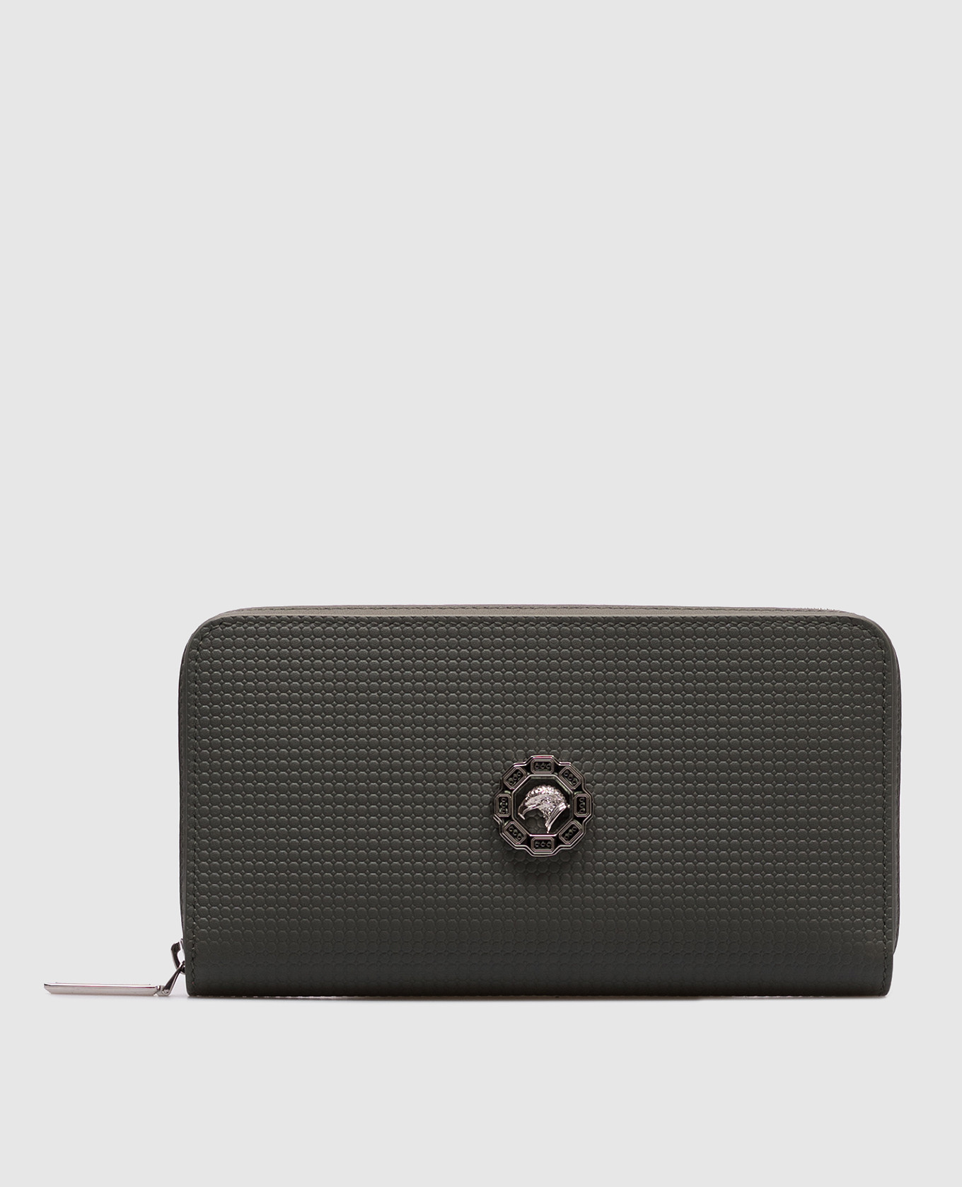 

Green leather wallet with palladium-plated emblem Stefano Ricci