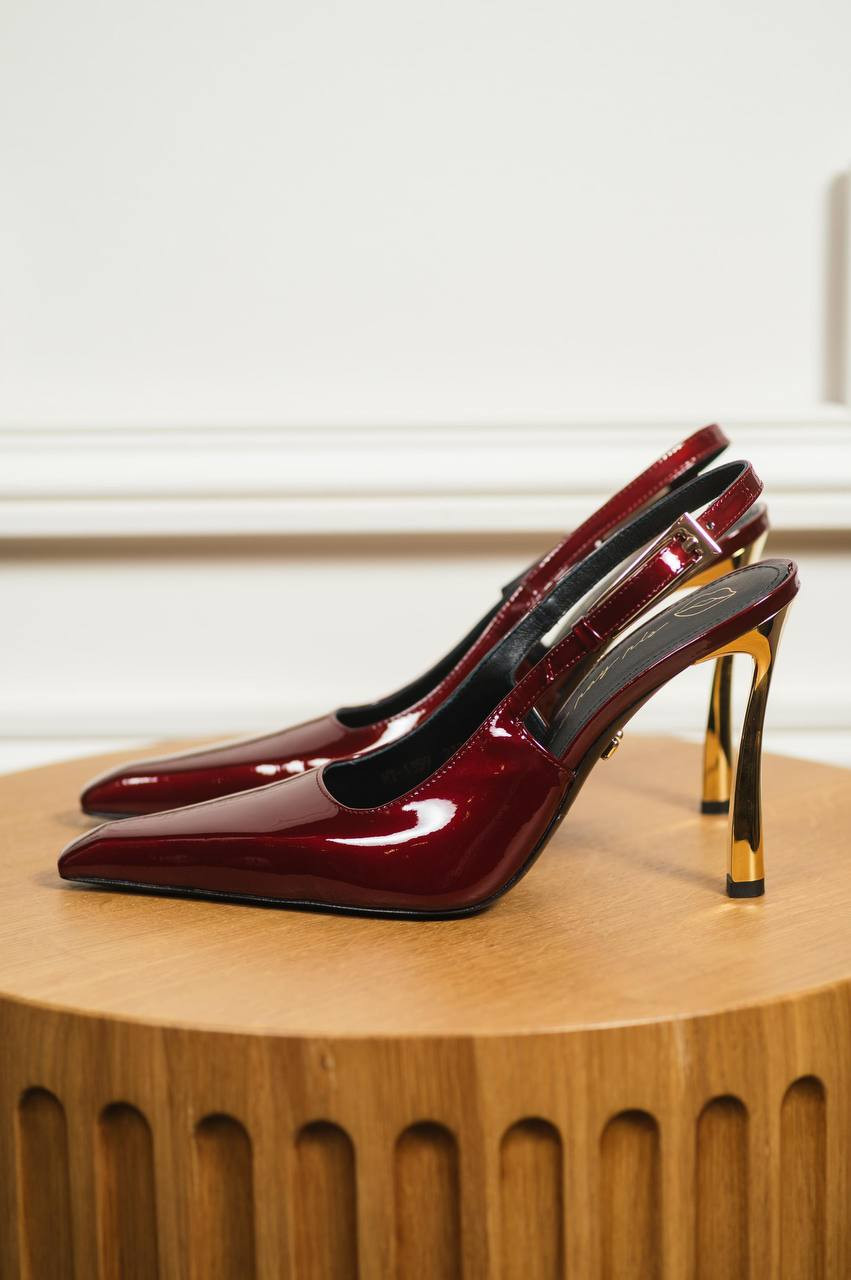 

Burgundy patent leather slingbacks Babe Pay Pls