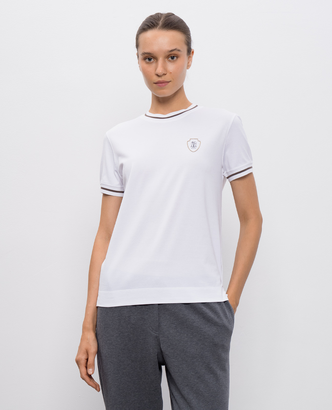 White T-shirt with logo Brunello Cucinelli 3