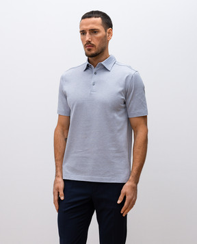 Agnona Blue silk polo with logo TT09U2YY2071