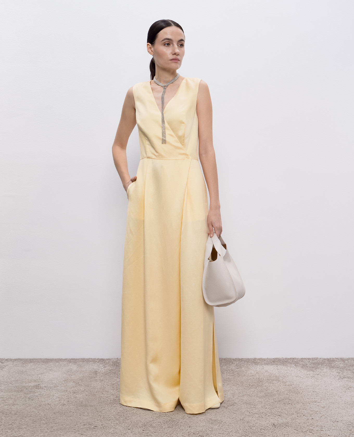 

Yellow jumpsuit with linen Peserico