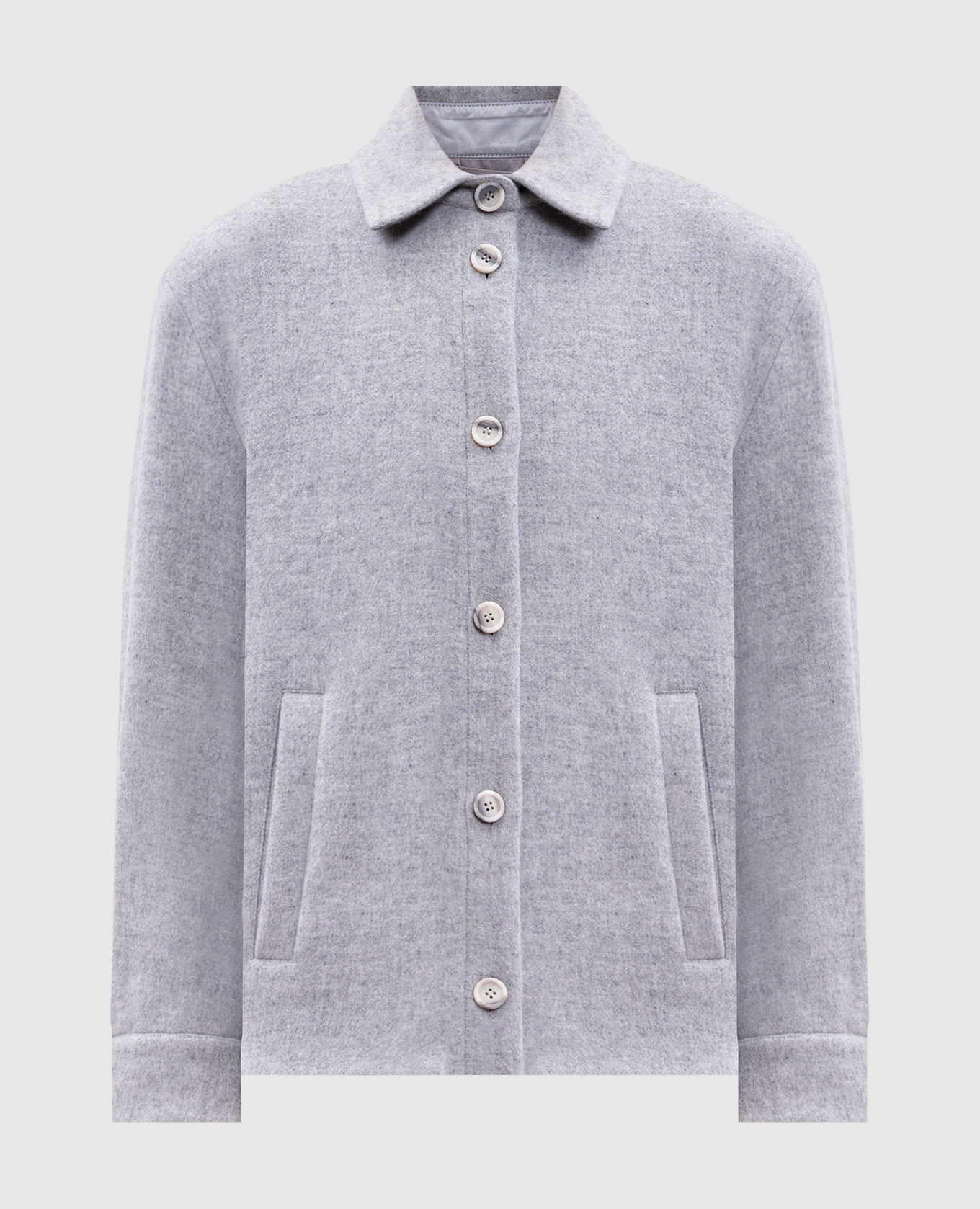 Gray cropped coat with wool and cashmere Peserico