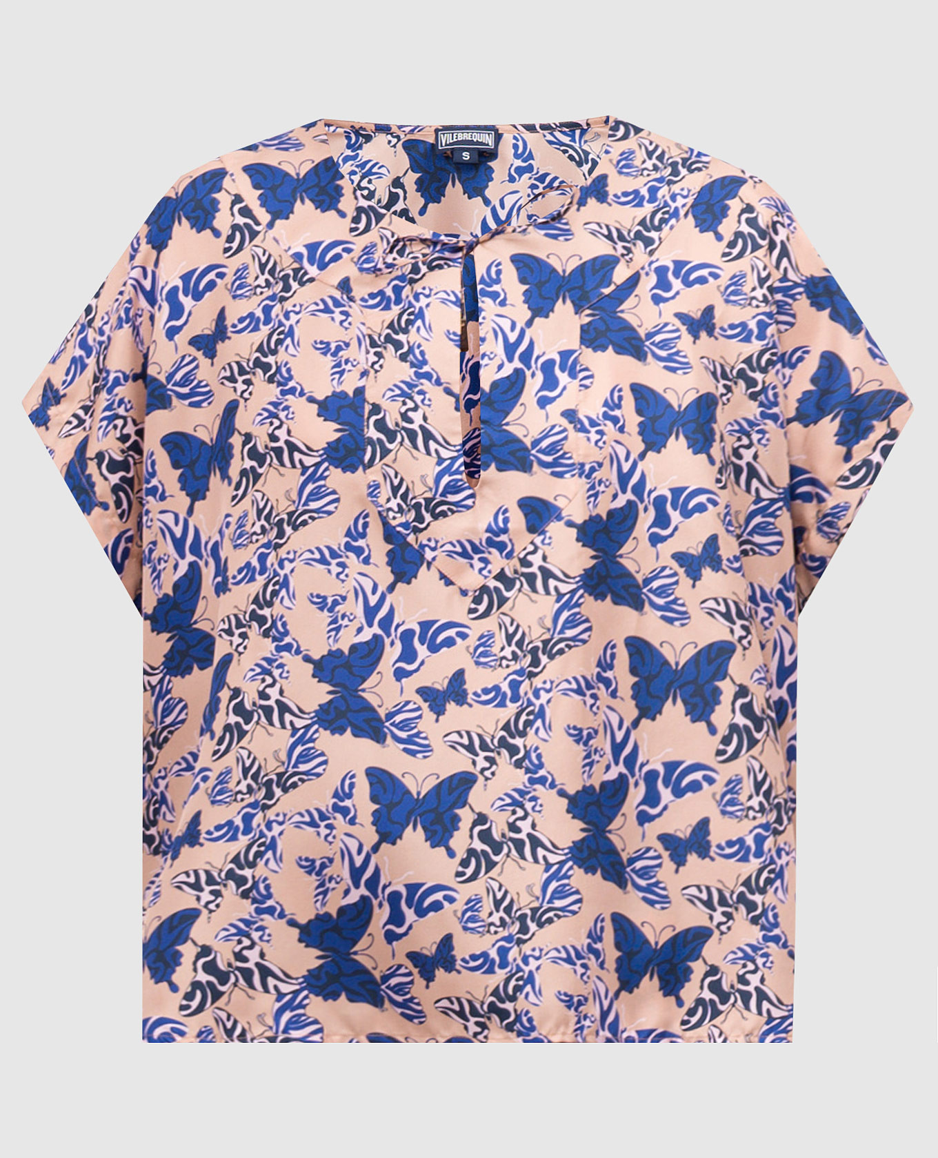Beige Disco Butterflly silk top with print Vilebrequin