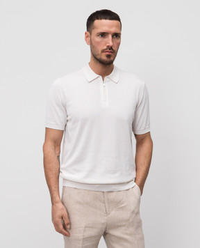 Cashmere&Whiskey White polo with silk and cashmere FS05