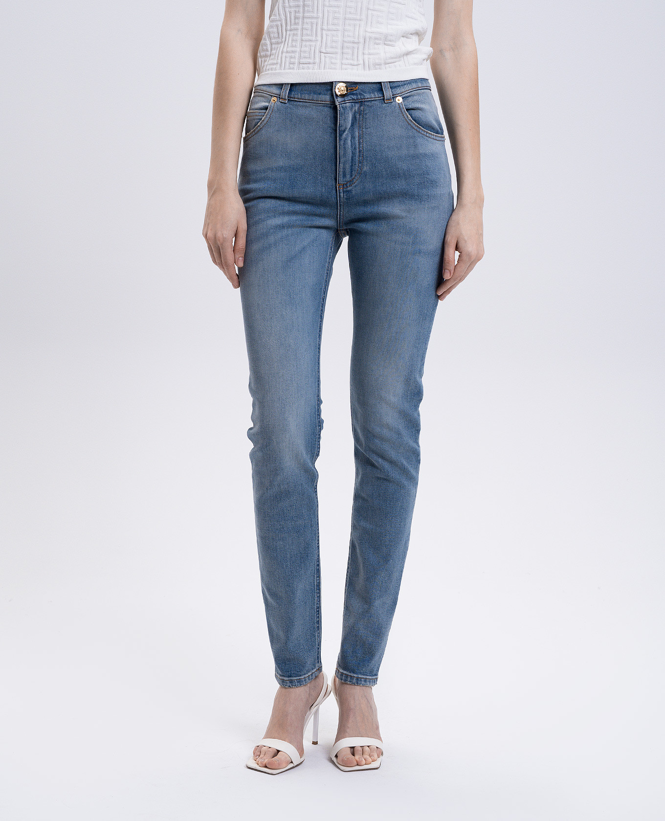 

Blue skinny jeans with a distressed effect Balmain