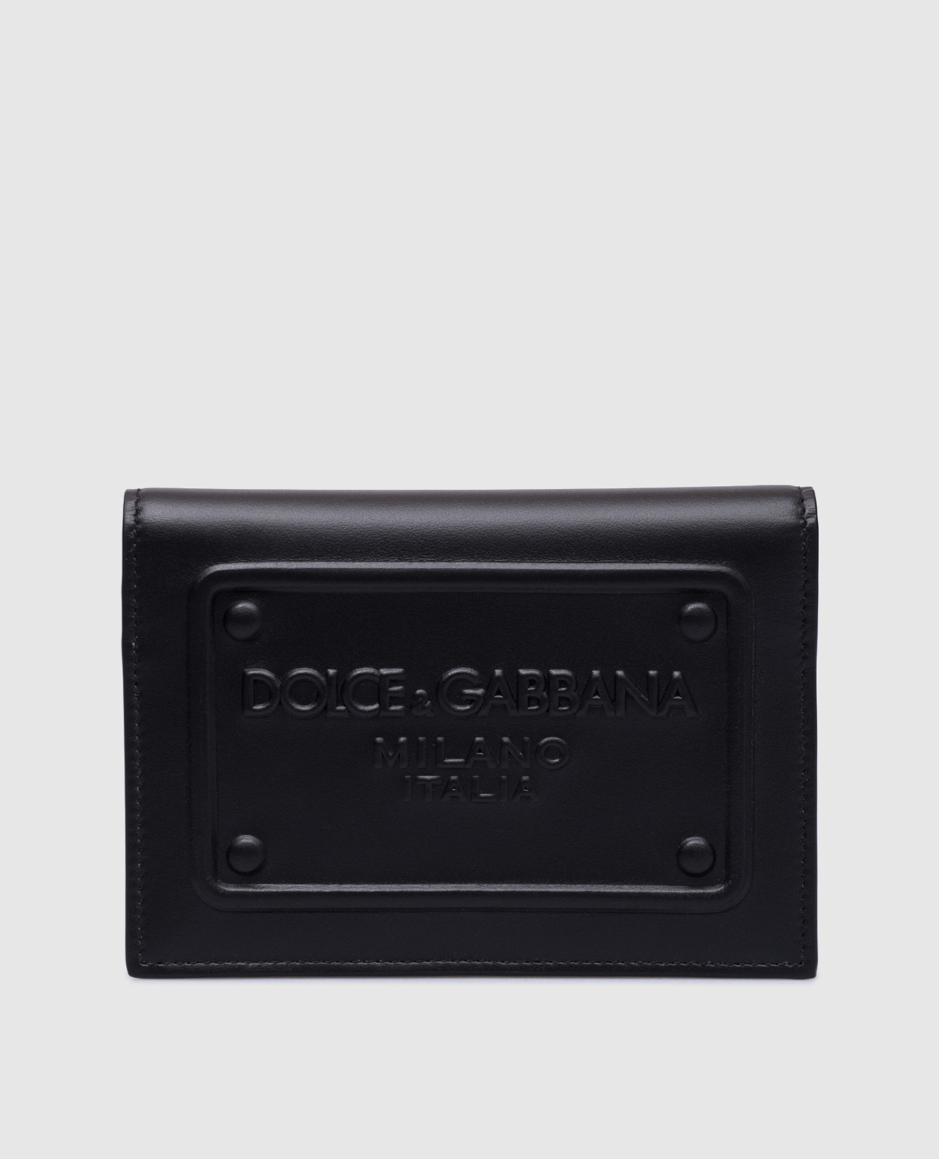 

Black leather passport cover with textured logo Dolce&Gabbana