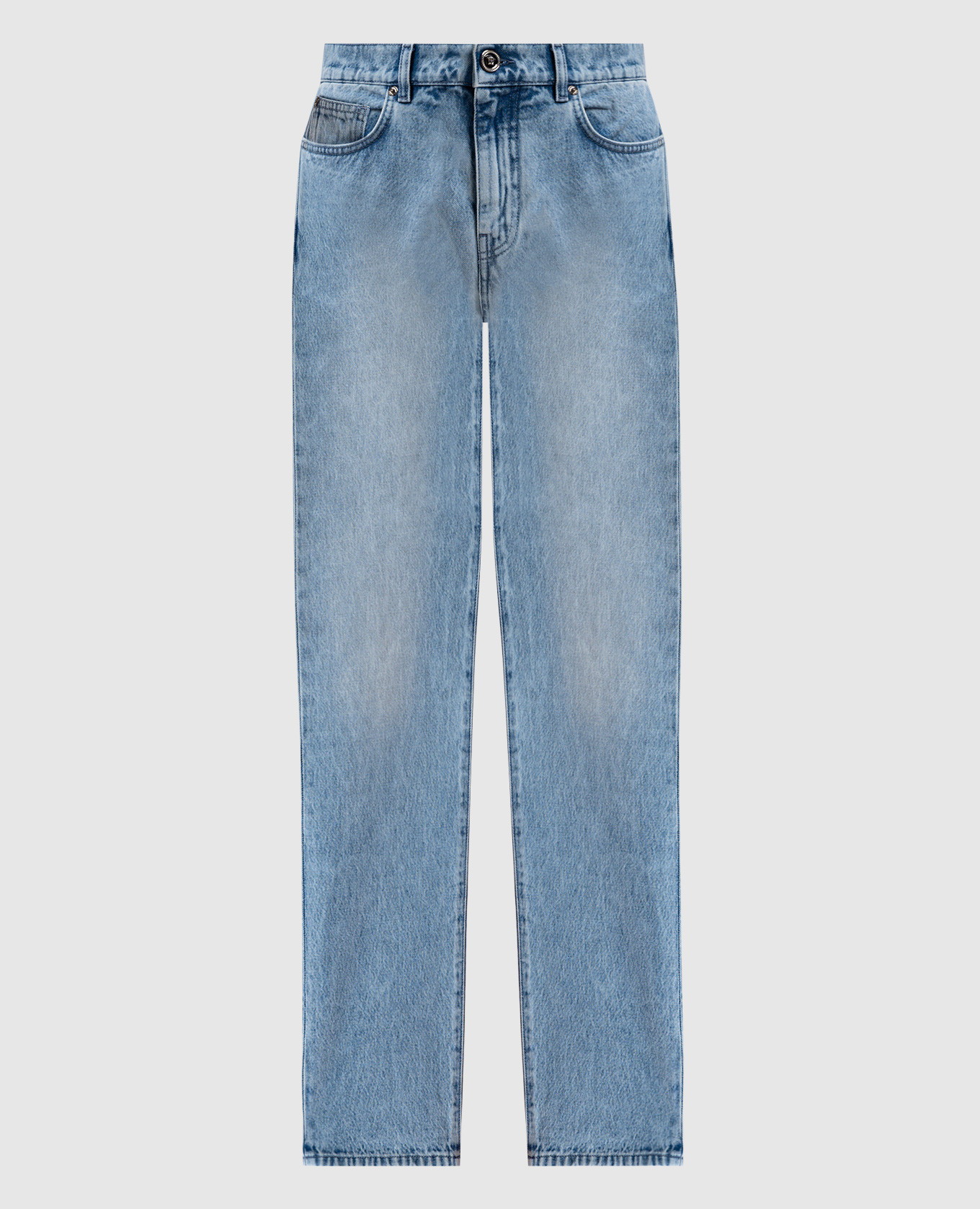 

Blue jeans with an image of a jellyfish with embroidery Versace, Light blue