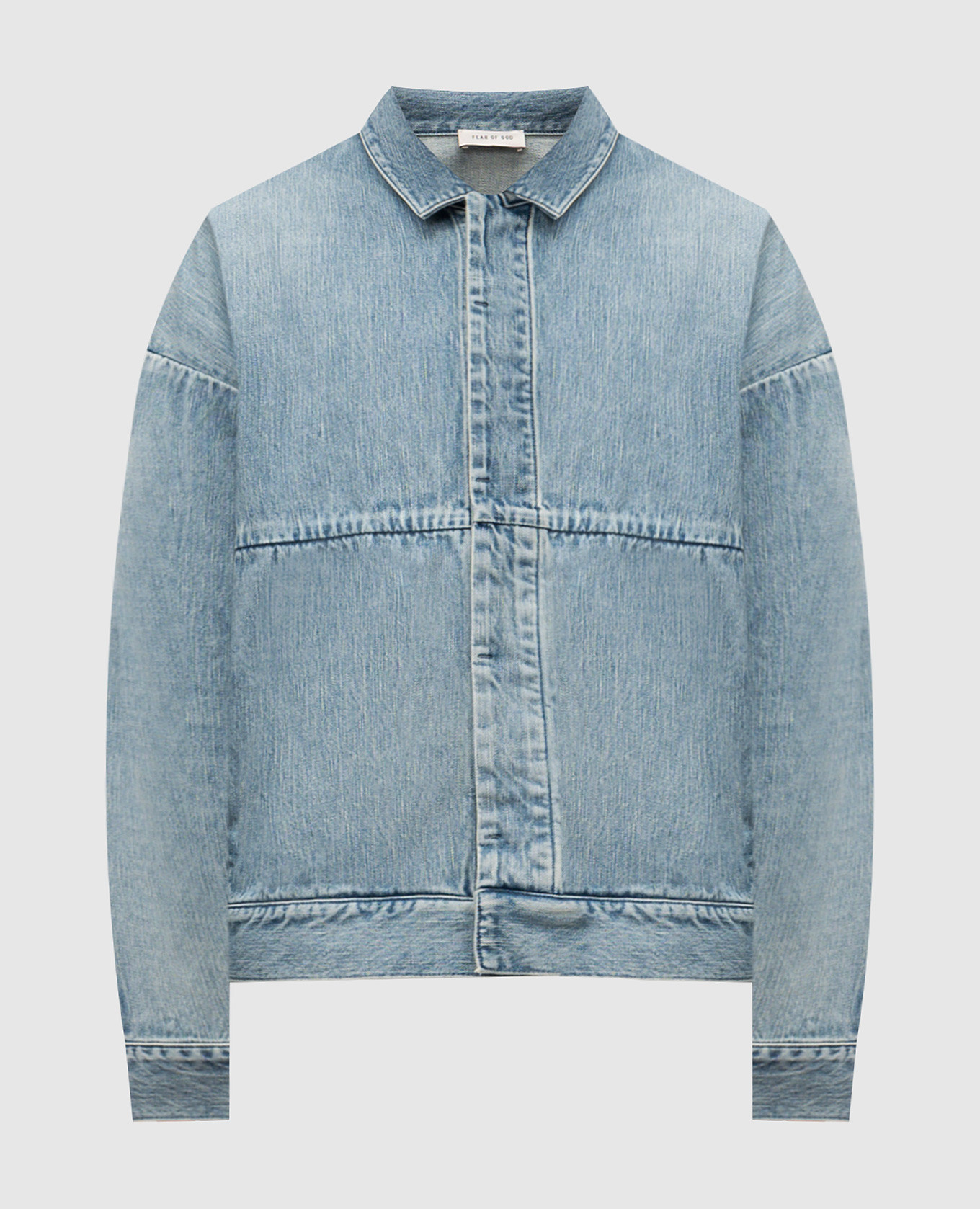 Blue denim jacket with logo patch Fear of God