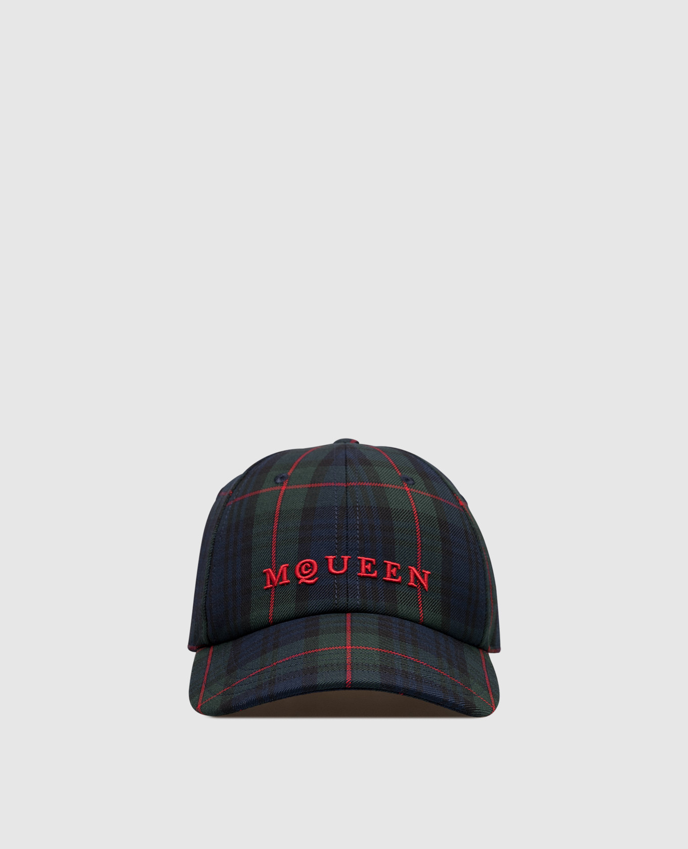 

Checked wool cap with logo embroidery Alexander McQueen, White