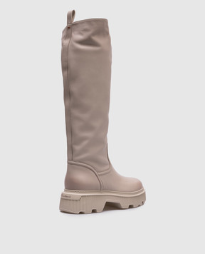 Santoni Beige leather boots with logo WSCW71108LAMTLGA