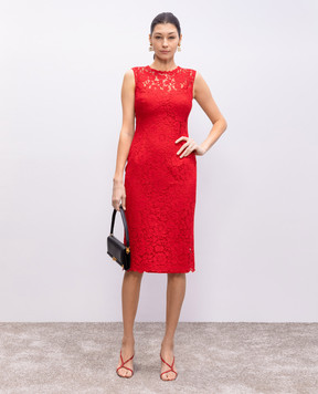 Dolce&Gabbana Red lace midi sheath dress F6TJTTHLMII