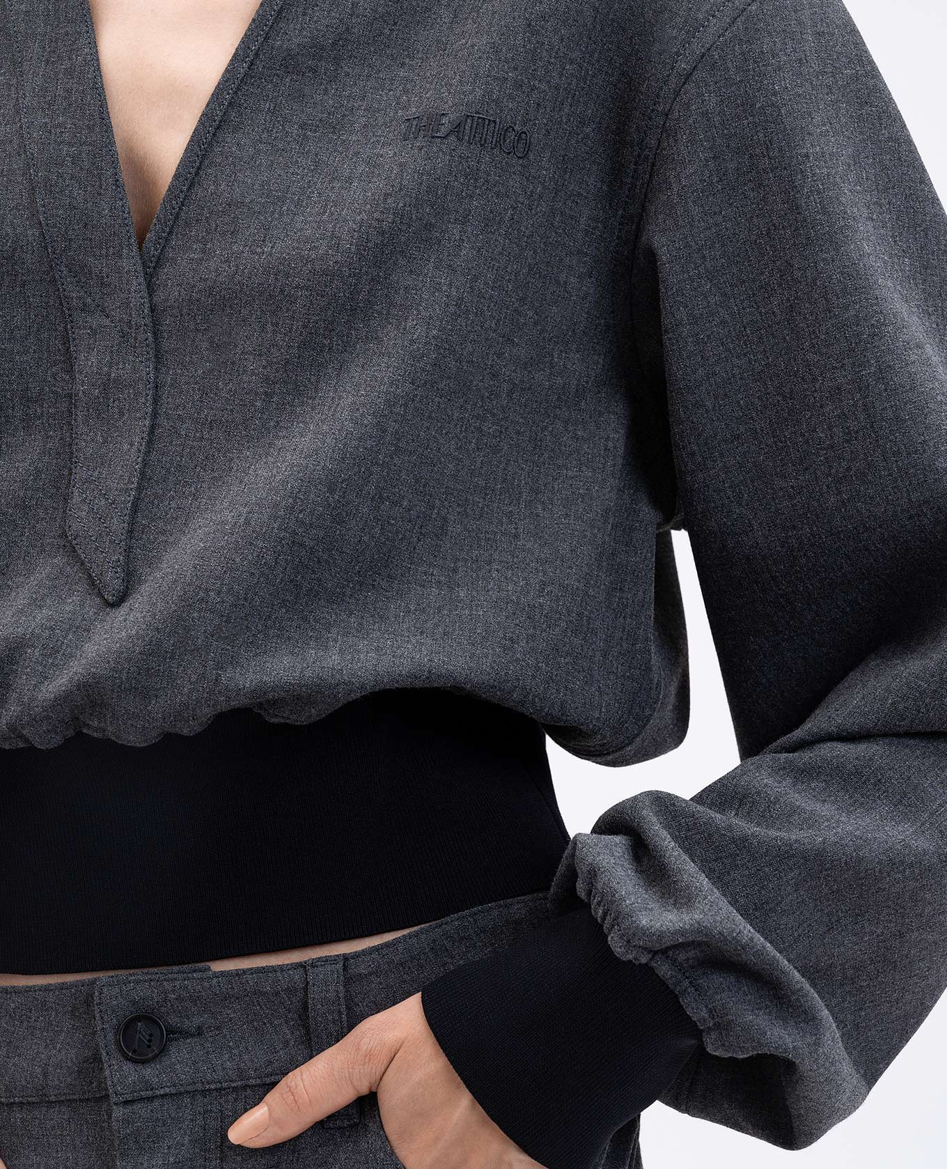 Gray blouse with logo embroidery The Attico 5