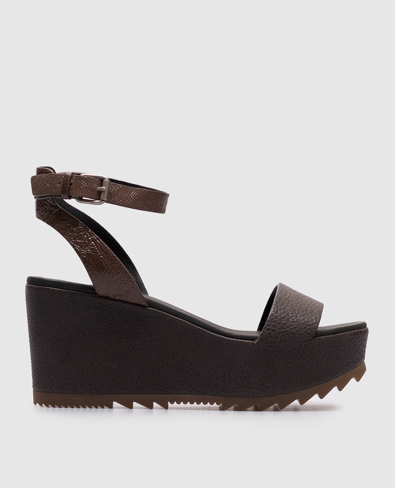 

Gray leather wedge sandals Brunello Cucinelli, Grey
