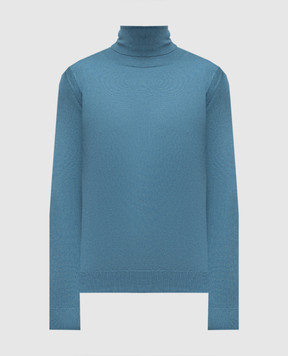 Stefano Ricci Blue cashmere and silk turtleneck K606125D01F25302