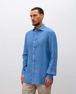 ISAIA Blue linen shirt 008358C9769