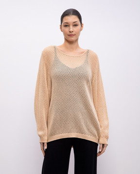 Allude Beige openwork sweater made of wool and cashmere 25217654