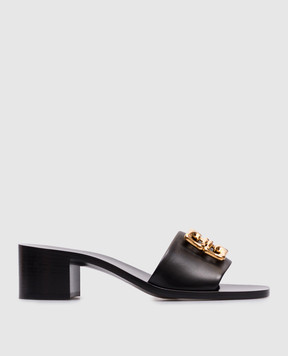 Givenchy 4G Liquid Black Leather Mules BE3091E25Q