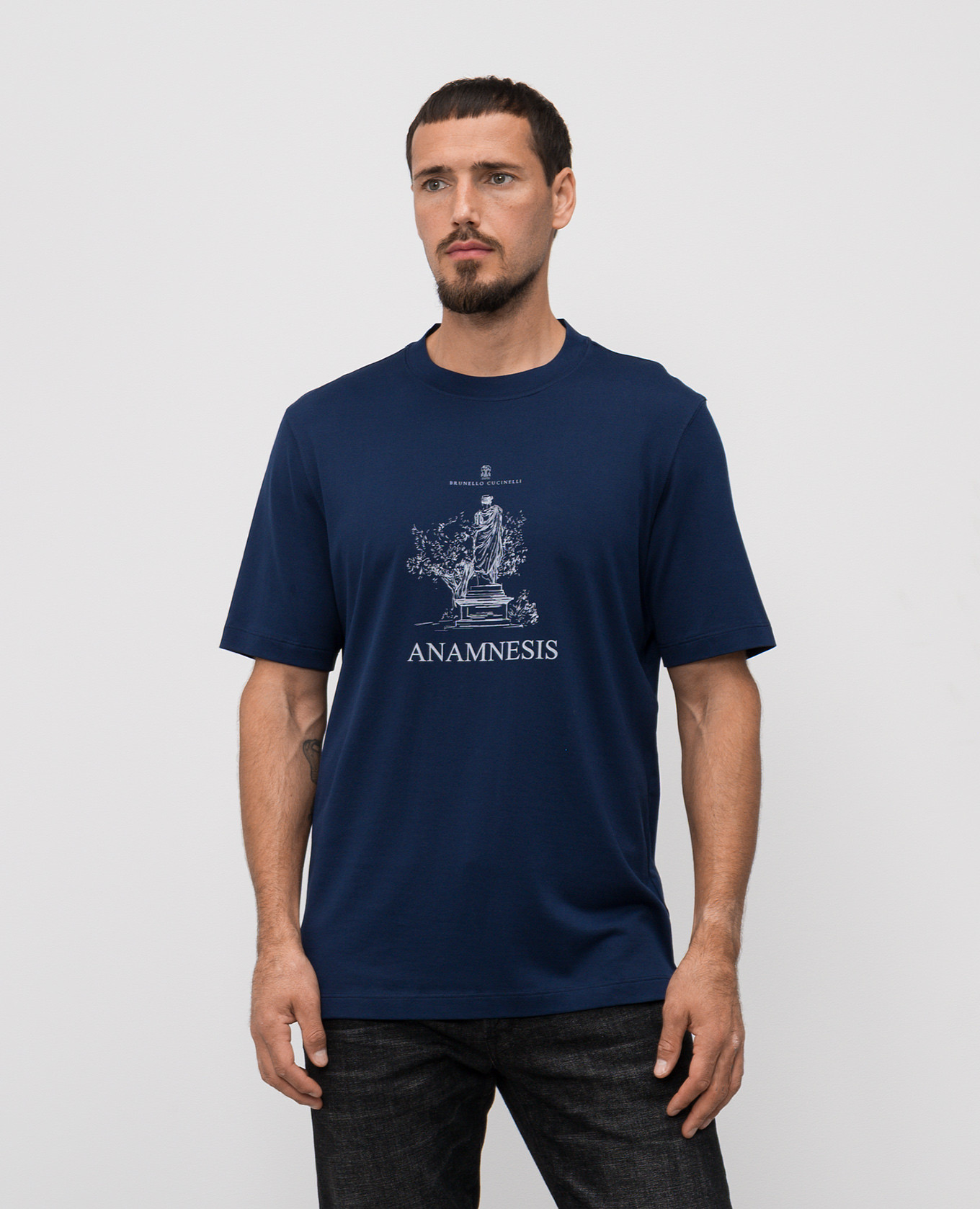 

Blue t-shirt with logo print Brunello Cucinelli