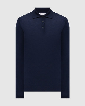Brunello Cucinelli Blue wool and cashmere long-sleeved polo shirt M2400295