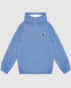 Moncler ENFANT Ambertine blue logo windbreaker for children 1A000355968E810