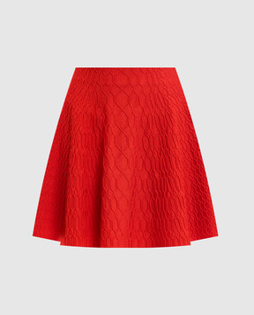 Balmain Red skirt with textured pattern FF0LB923KJ03
