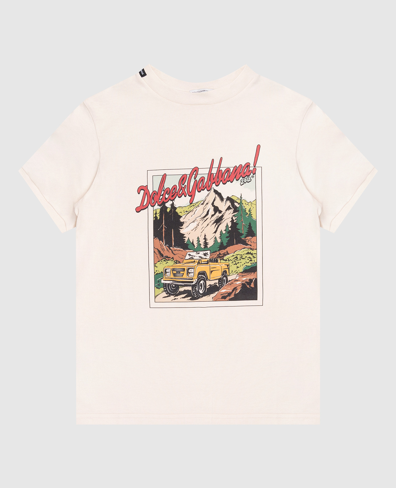 Children&#39;s beige T-shirt with branded print Dolce&Gabbana