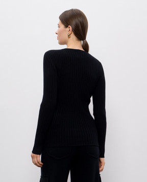 Allude Black ribbed cashmere jumper 25511142