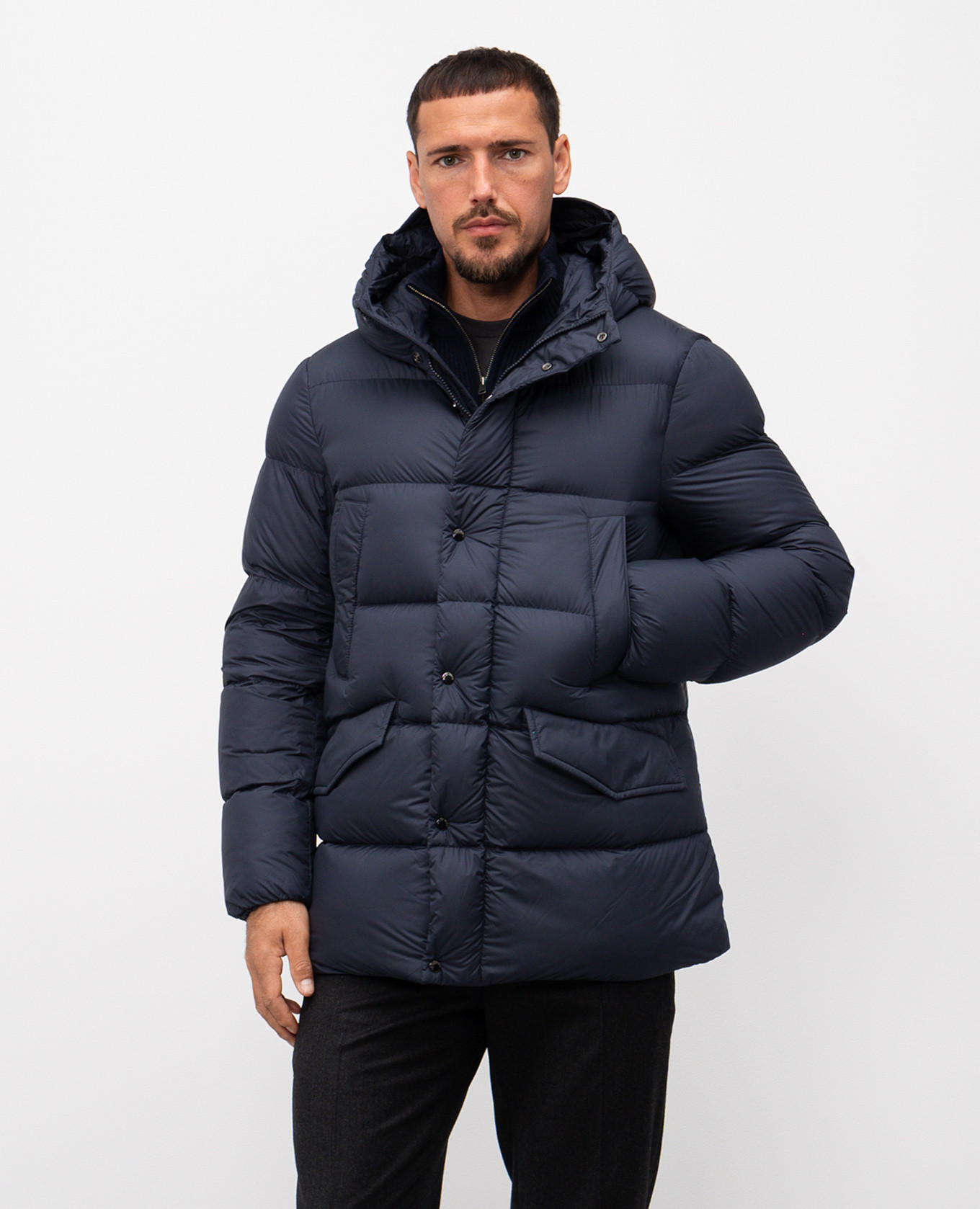 

Blue down jacket with logo Woolrich