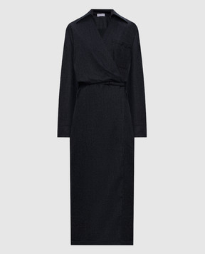 Brunello Cucinelli Gray wool dress with a smell ME226A5395