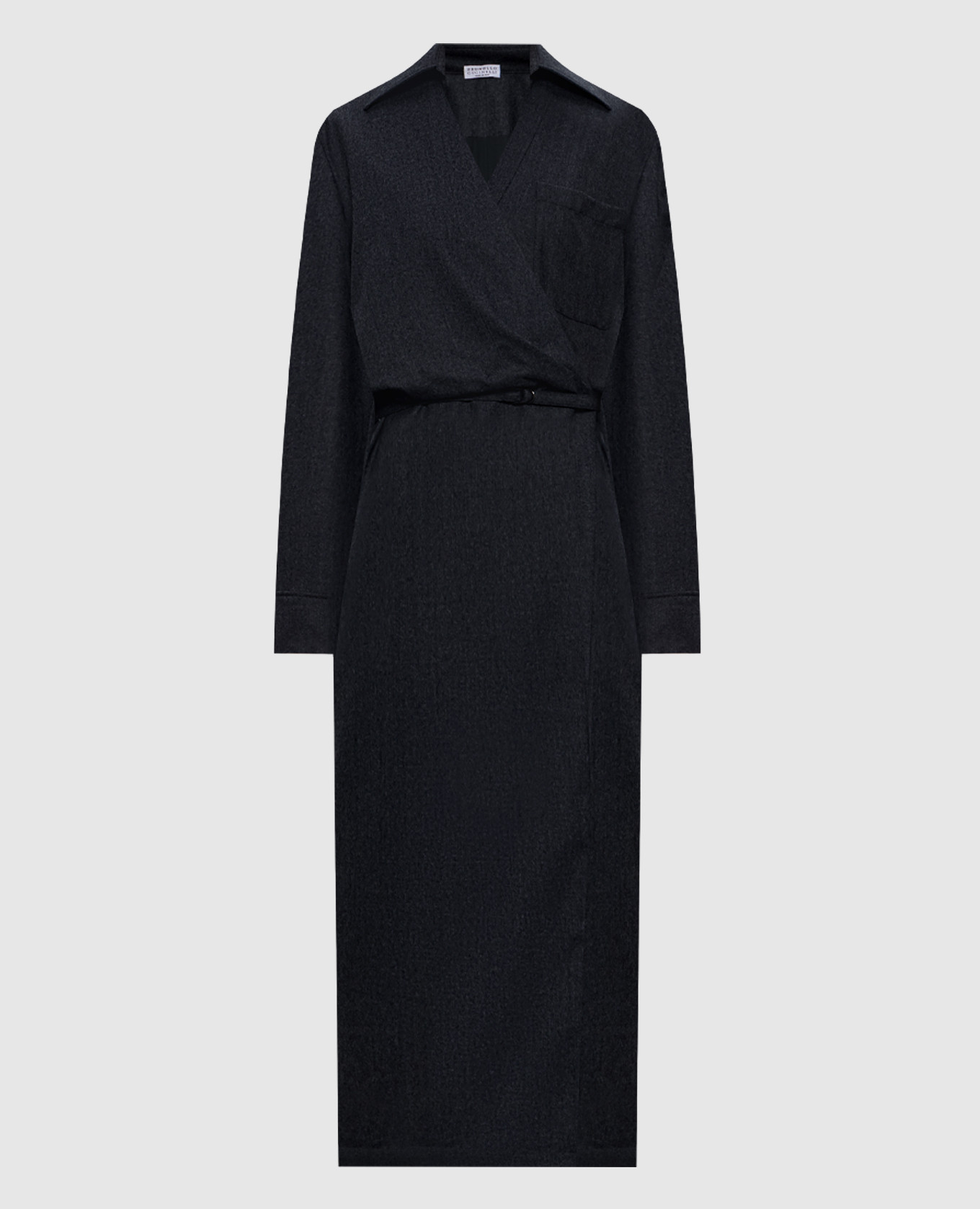 Gray wool dress with a smell Brunello Cucinelli