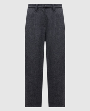Brunello Cucinelli Grey Straight Crop Wool Pants M038PP9052