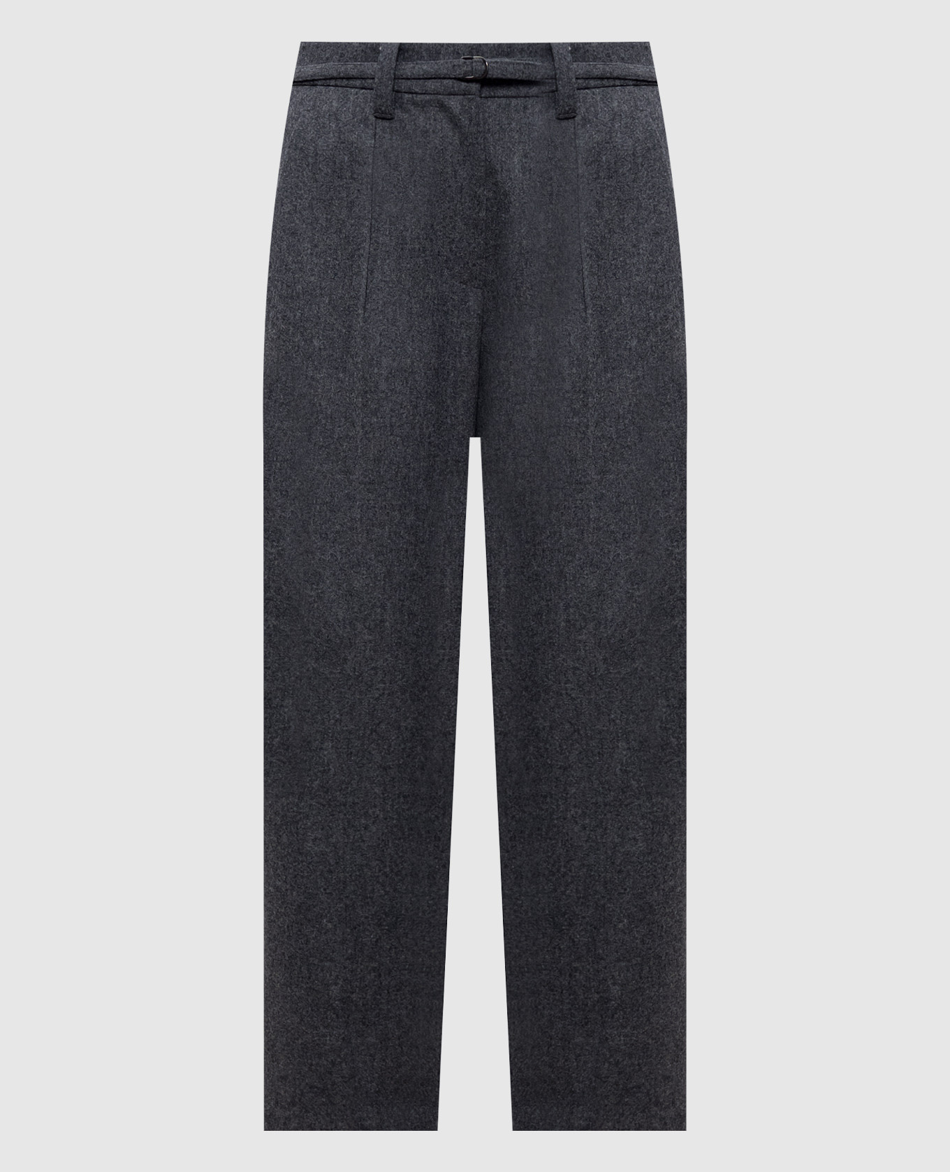 Grey Straight Crop Wool Pants Brunello Cucinelli