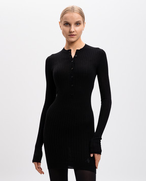 The Attico Black ribbed cashmere and silk mini dress 250WCA00348KWS006AA