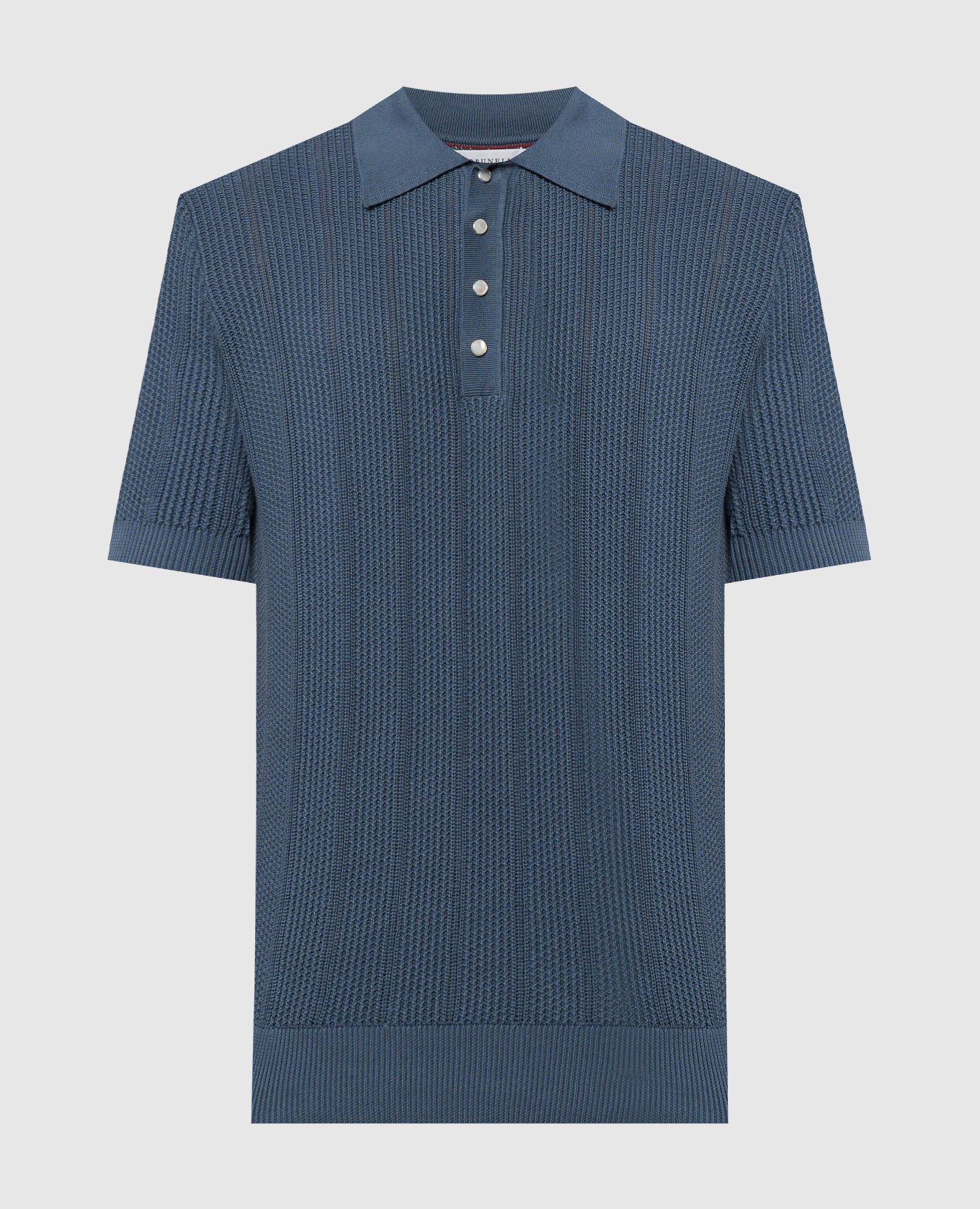 Blue polo shirt with textured pattern