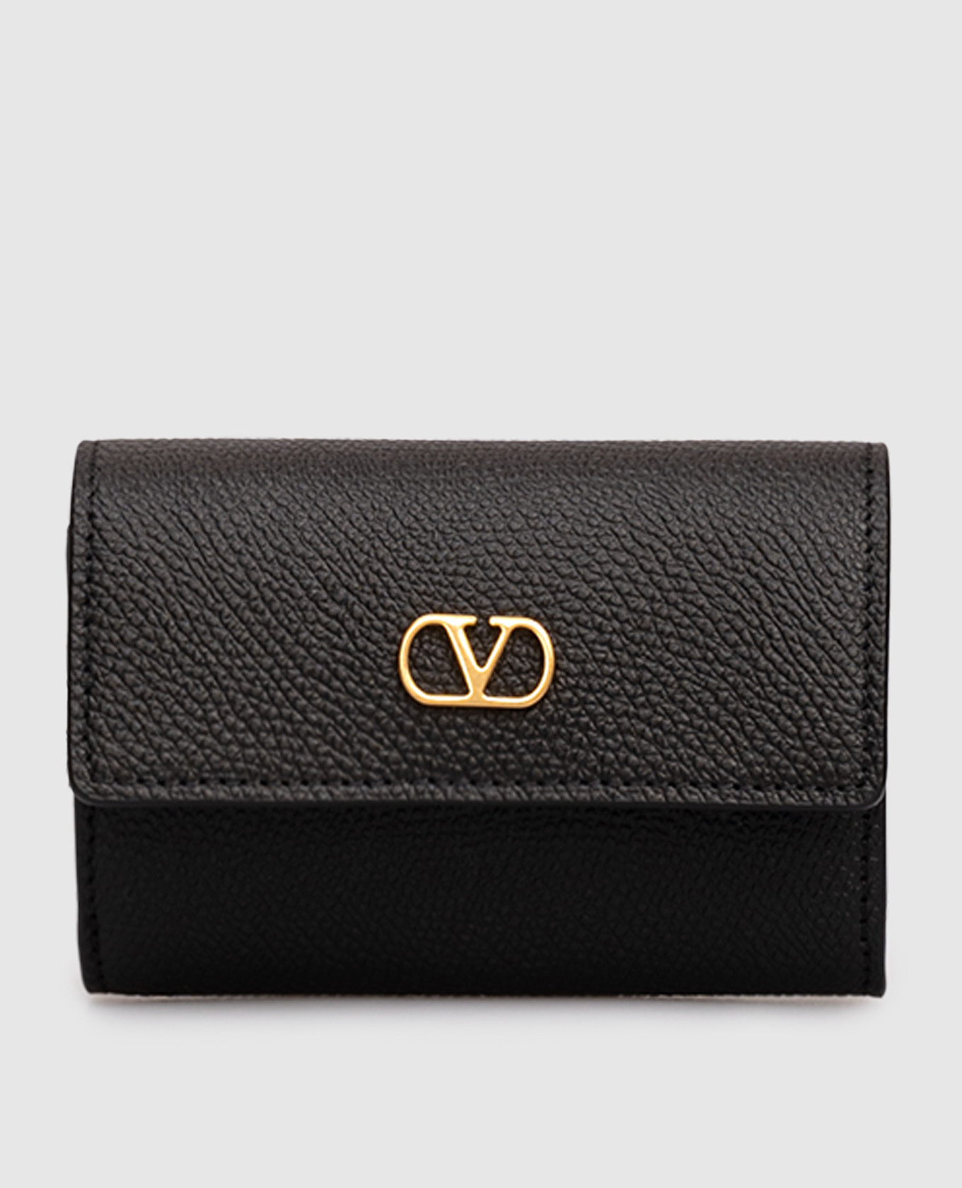 

Black leather wallet with logo Valentino
