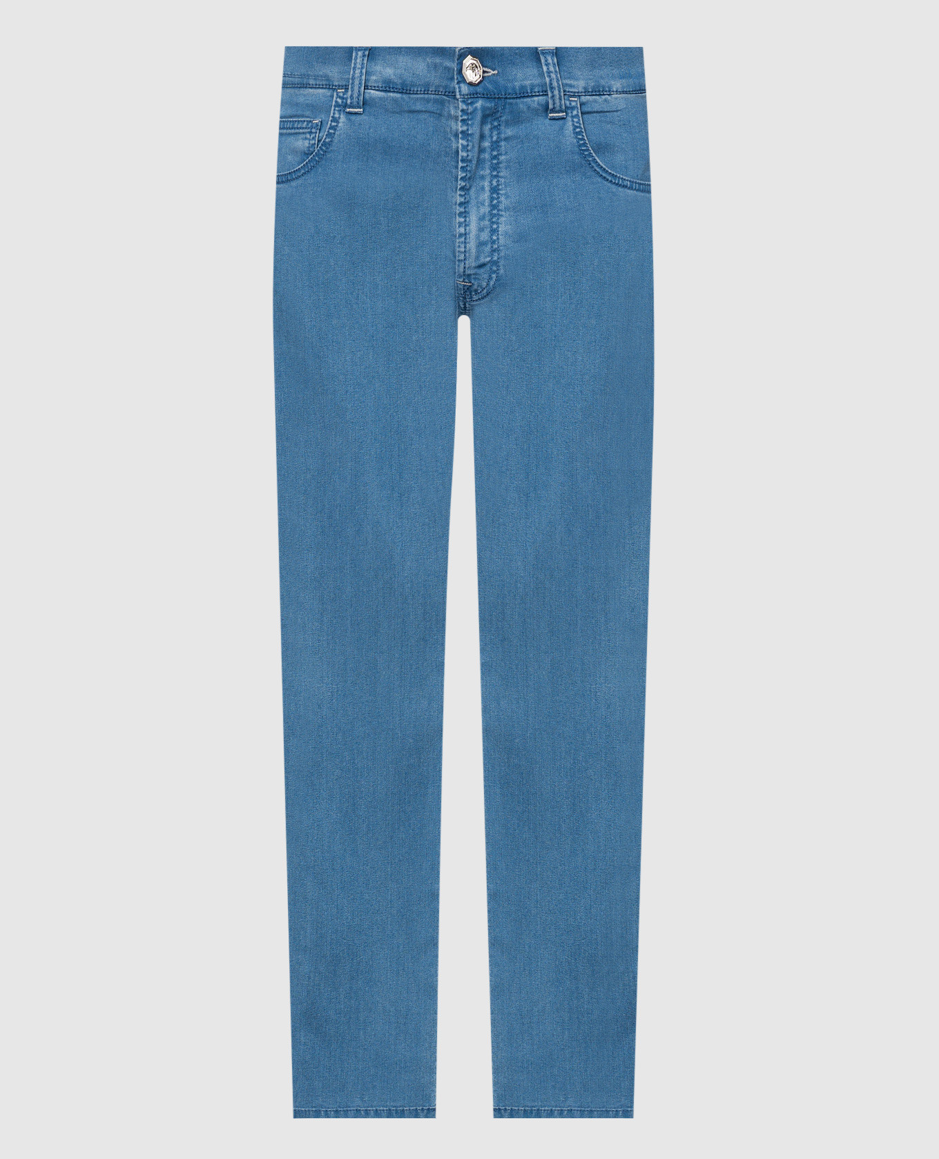 

Blue jeans with logo embroidery Stefano Ricci, Light blue