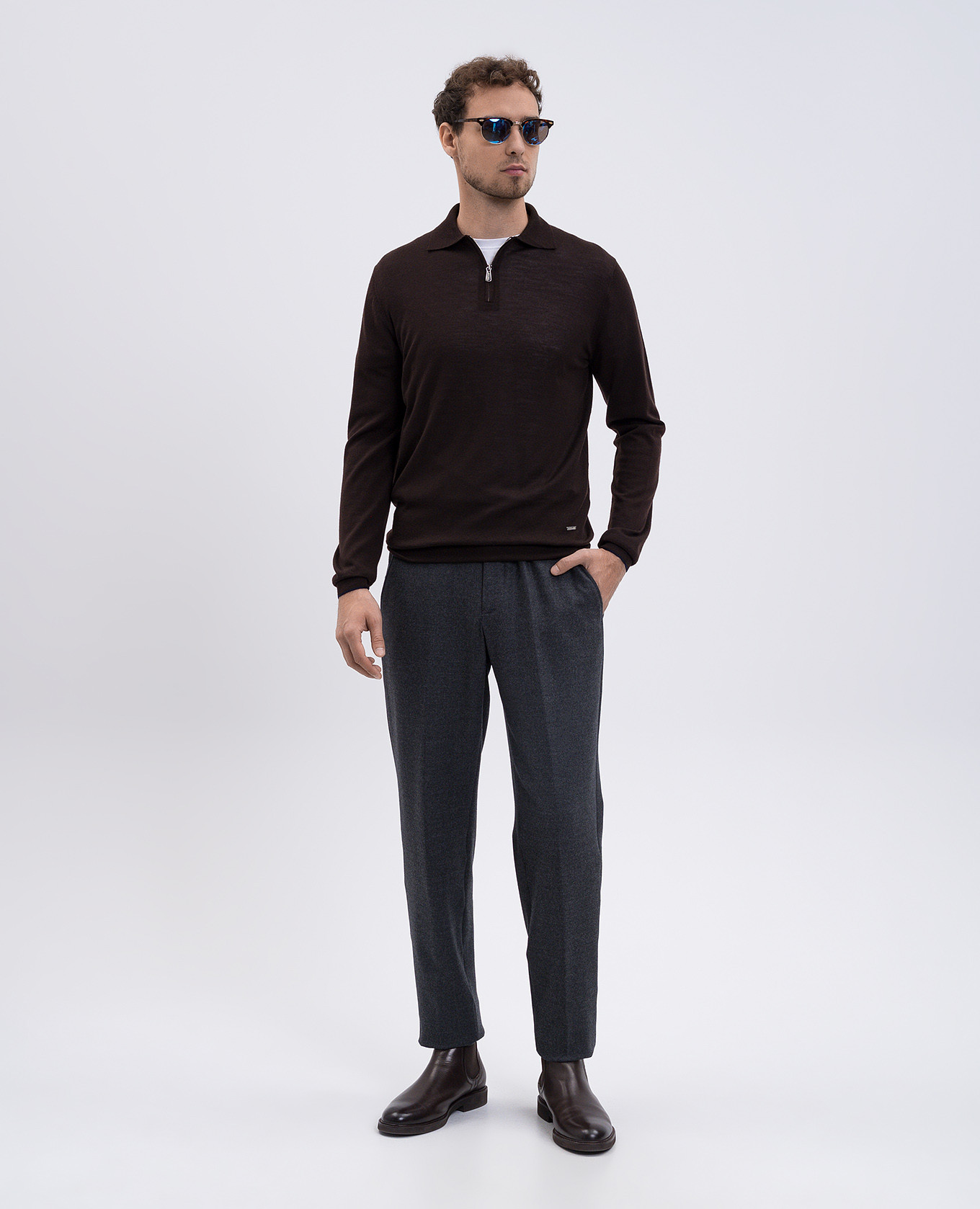 

Brown wool polo shirt Enrico Mandelli