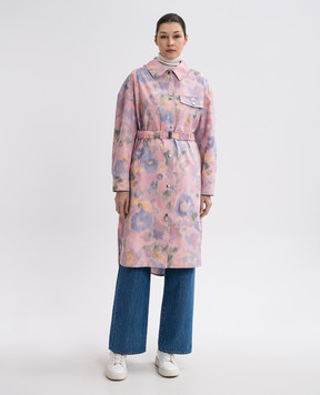 Yves Salomon Army Pink raincoat with abstract print 25EFM02915K33W