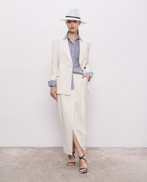 Brunello Cucinelli Beige double-breasted jacket with monil chain MH5407260