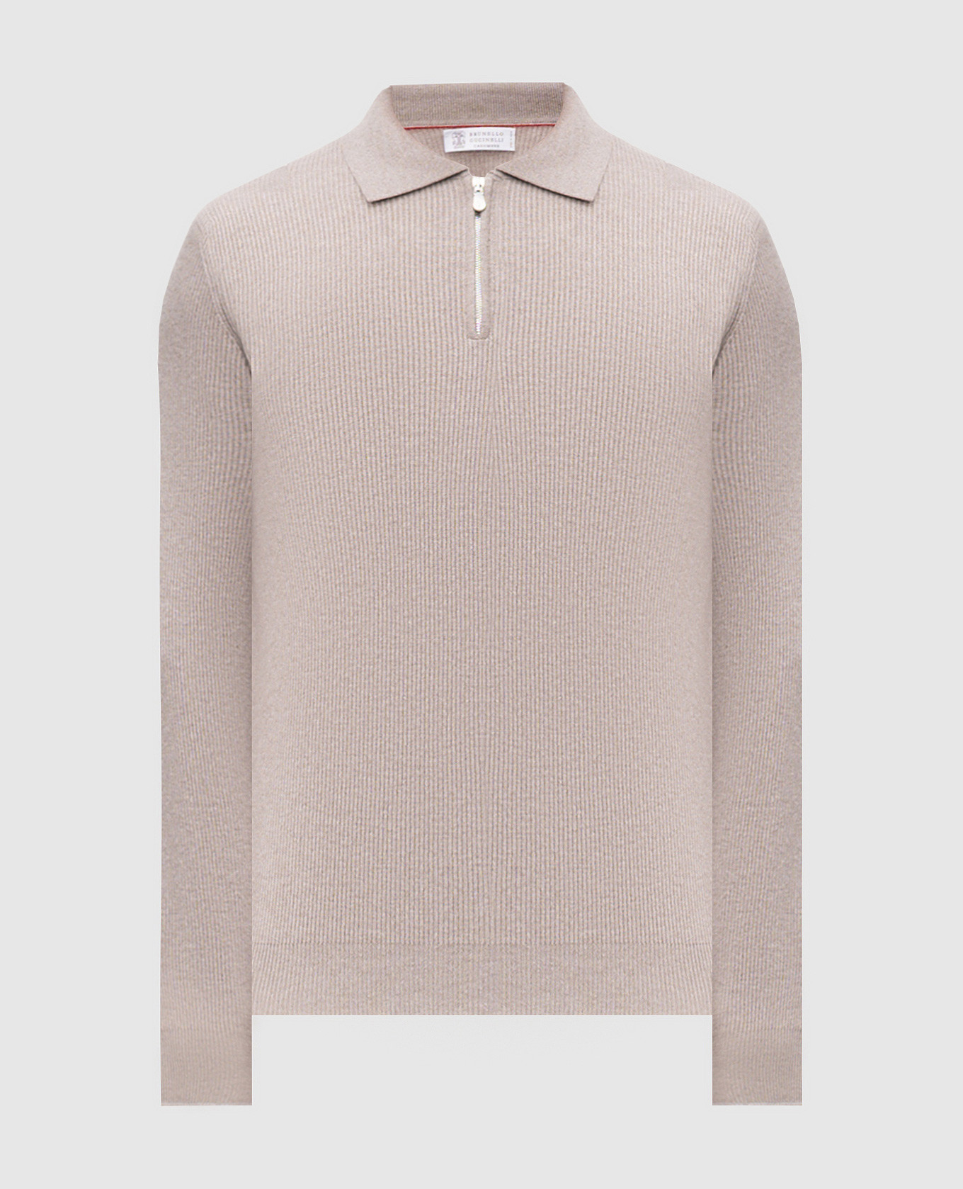 Beige cashmere sweater with zipper Brunello Cucinelli