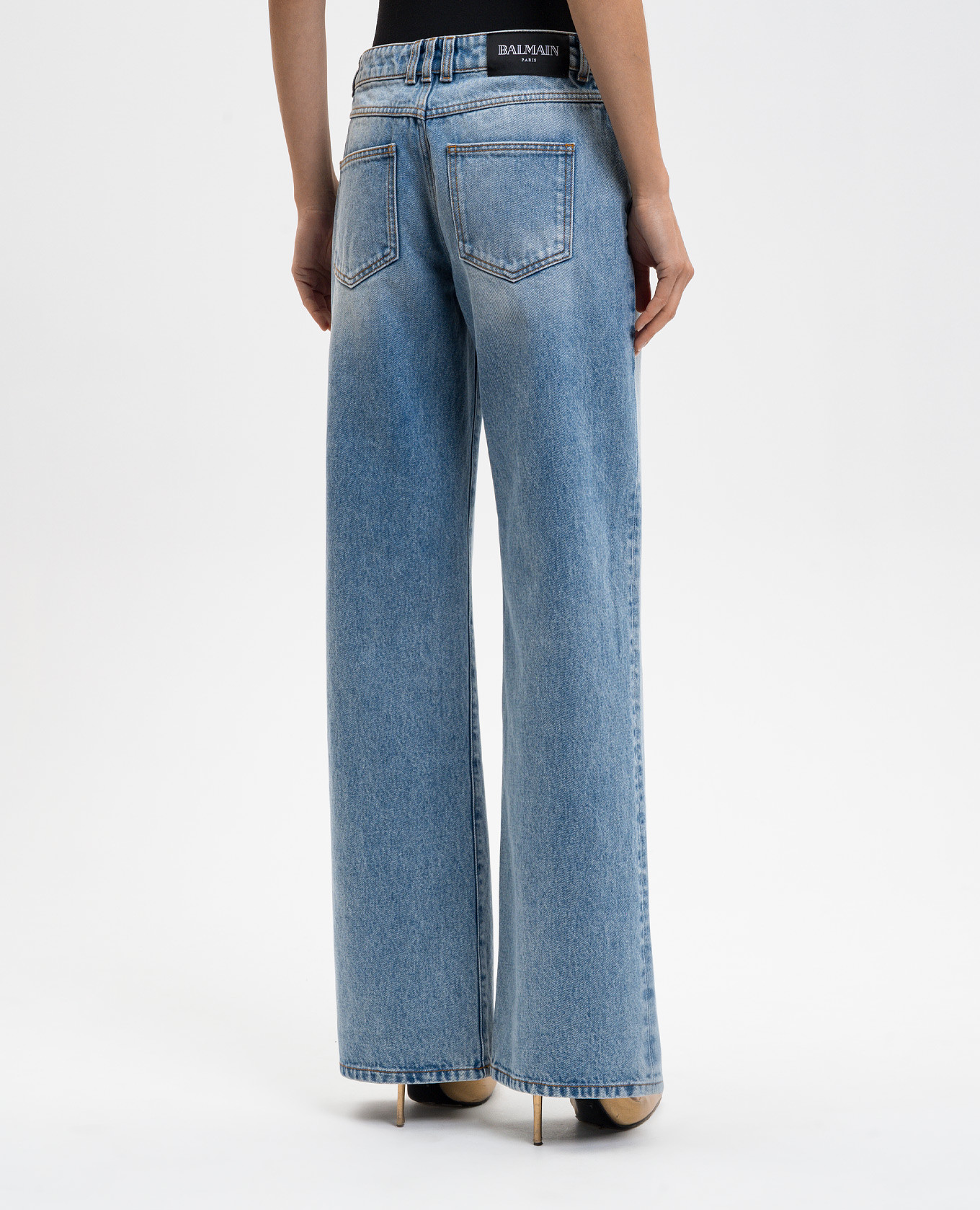 

Blue jeans with a worn effect Balmain, Light blue