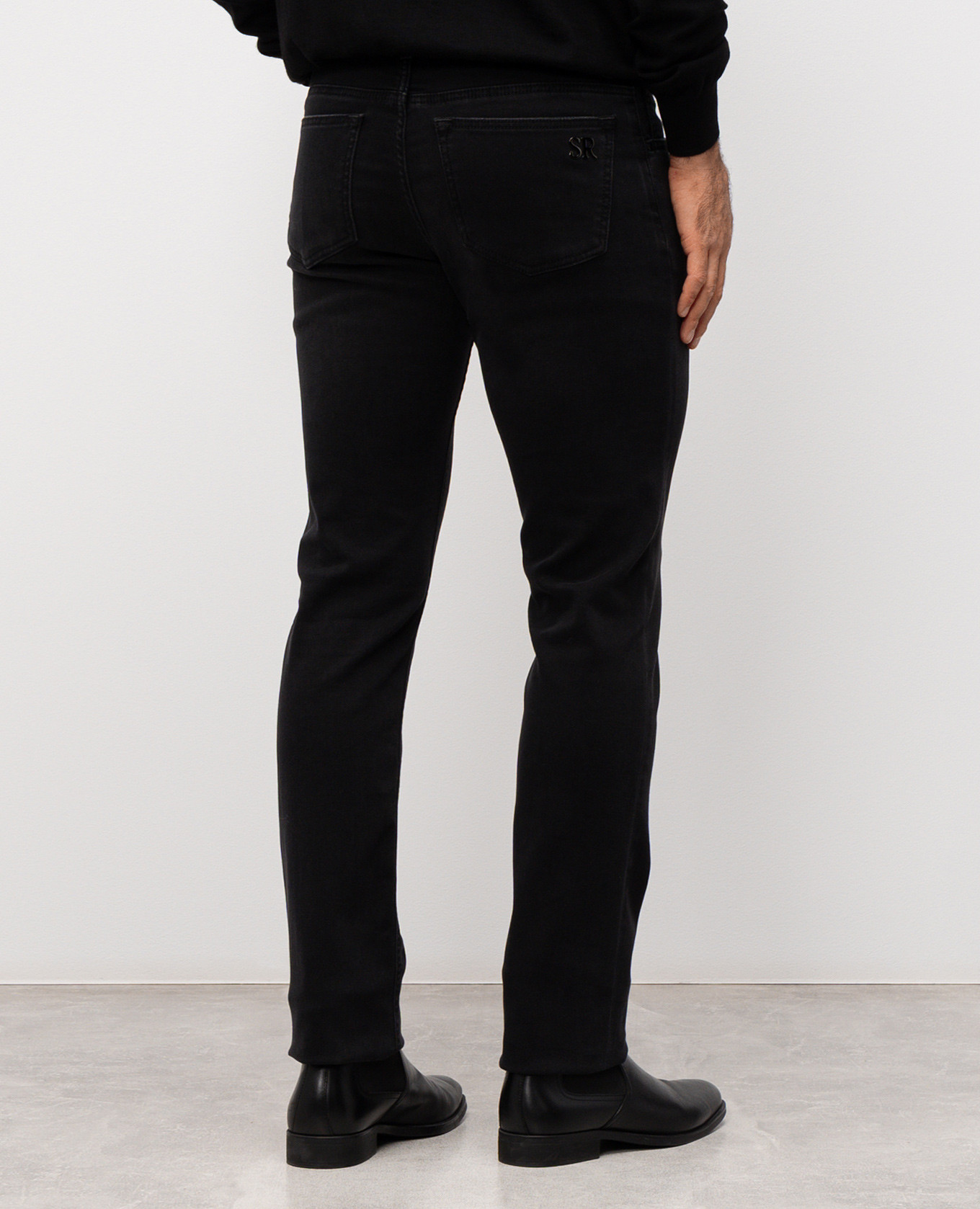 Black slim jeans with logo patch Stefano Ricci 4