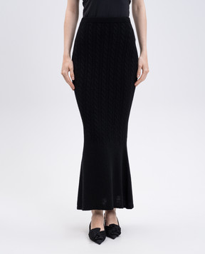 Twinset Black maxi skirt with patterned wool 252TP3322