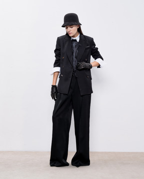 Brunello Cucinelli Black double-breasted wool jacket with monil chain MB1287035